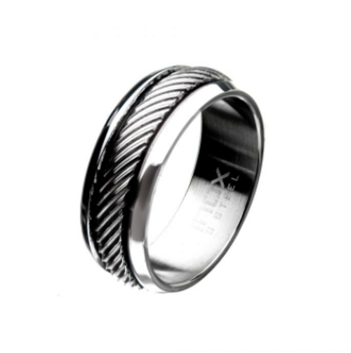INOX Polished Casted Steel Inlayed Ring