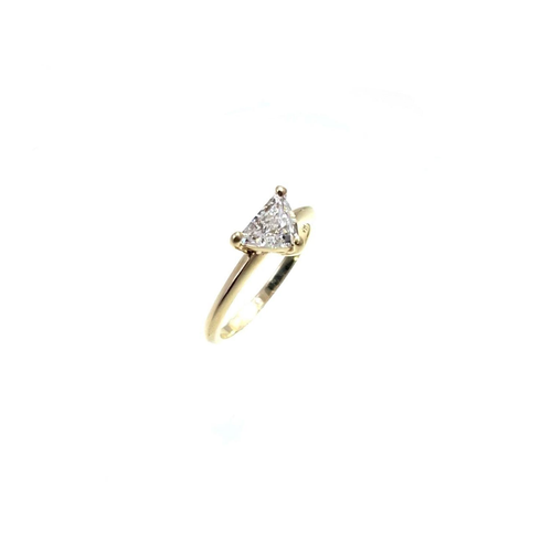 14 Karat Yellow Gold Trillion Diamond Engagement Ring