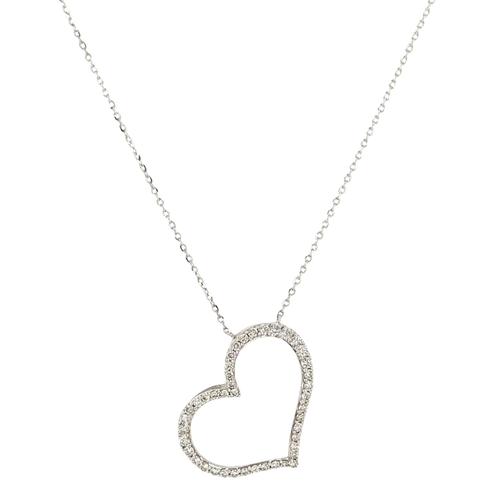 14 Karat White Gold 0.52ctw Diamonds Heart Necklace