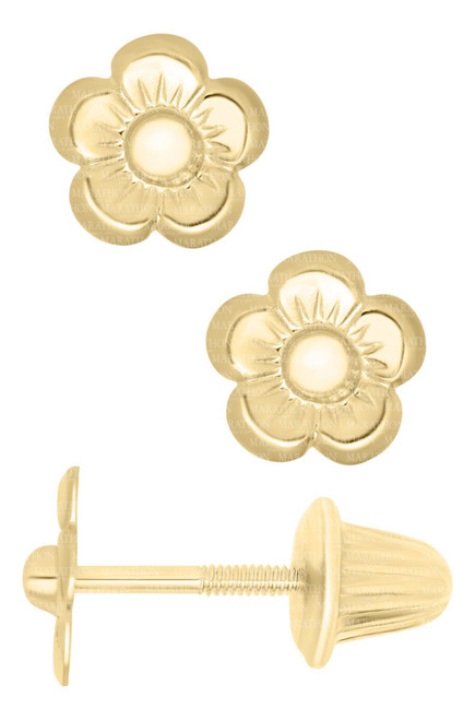 14KT Yellow Flower Safety Earring