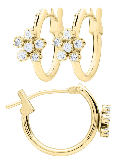 14KT Hoops with CZ Flowers