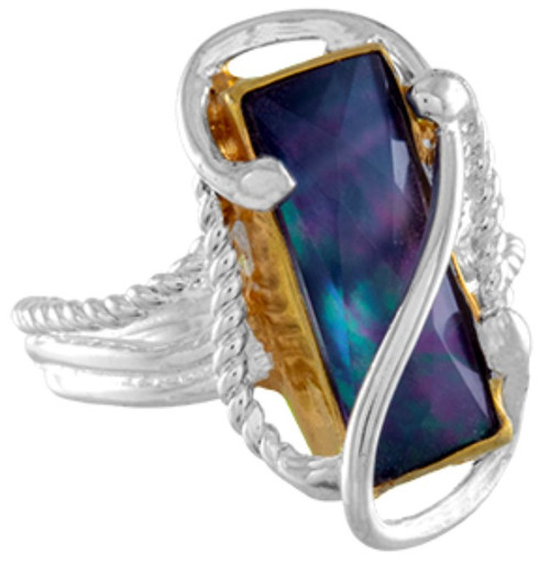 Sterling Silver and 22k Gold Vermeil with Mother of Pearl + Onyx Checkboard