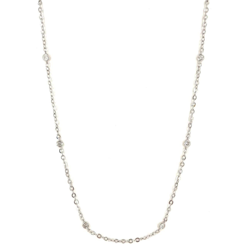 Lady's White 14 Karat Necklace Length 18 With Diamonds