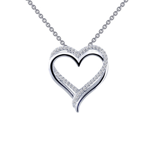 Silver Double Heart Necklace with Lassaire Stone