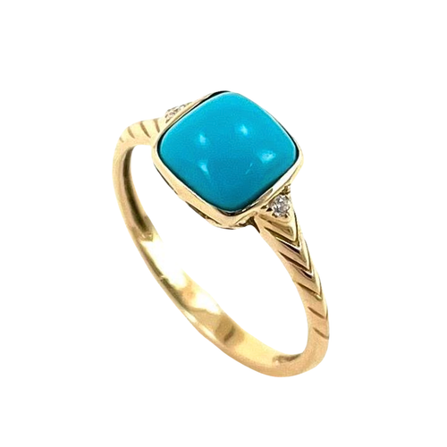 14kt Yellow Turquoise Ring