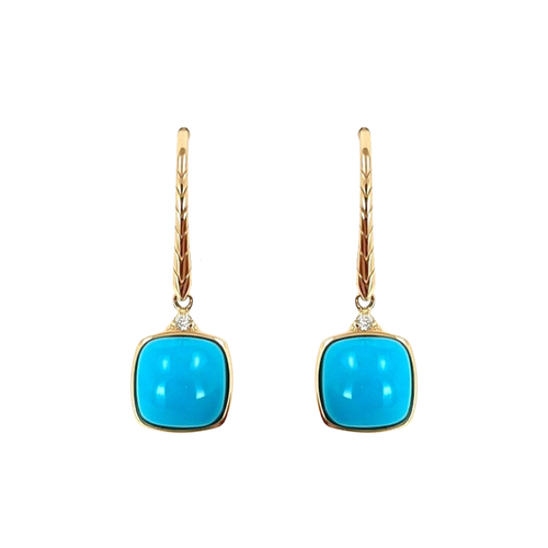 14kt Yellow Turquoise Earrings