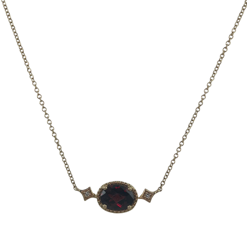14kt Yellow Gold Garnet Pendant with Diamonds