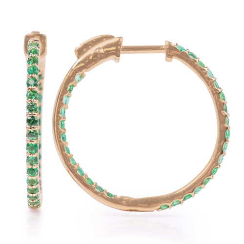 14kt Yellow Gold Emerald Medium Hoops