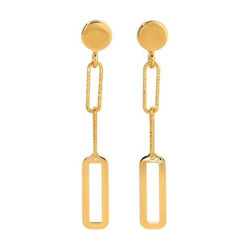 Yellow Gold Plated Elegant Rectangle Earrings