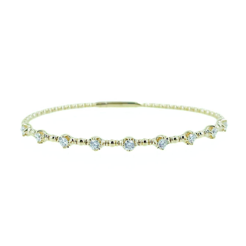 14 Karat Yellow Gold Flexible Diamond Bangle