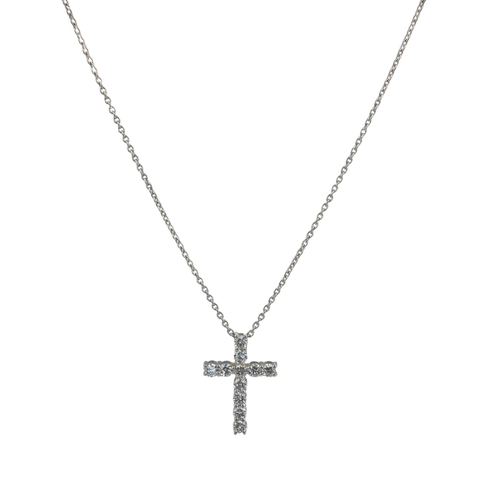 14 Karat White Gold Lab-Grown Diamond Cross
