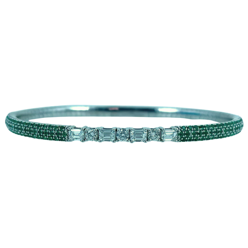 14 Karat White Gold Emerald and Diamond Bracelet