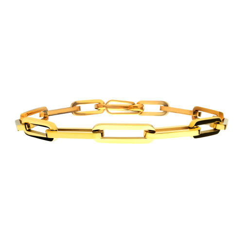 Men's 6mm 18Kt Gold IP Steel Paperclip Link Chain Bracelet