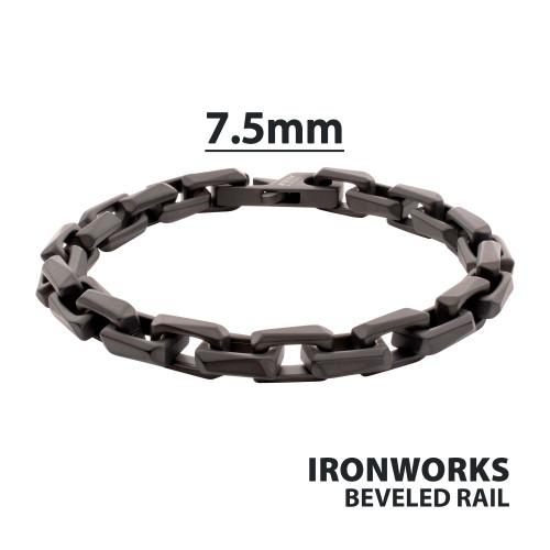 Matte Finish Black IP Stainless Steel Link Chain Bracelet