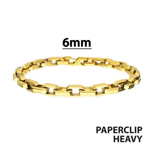 18KT Gold IP Steel Paperclipp Chain Bracelet