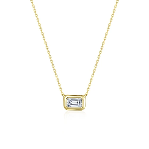 East-West Bezel-Set Emerald-Cut Solitaire Choker Necklace
