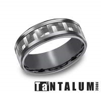 Tantalum Men's Ring with Grey Carbon Fiber