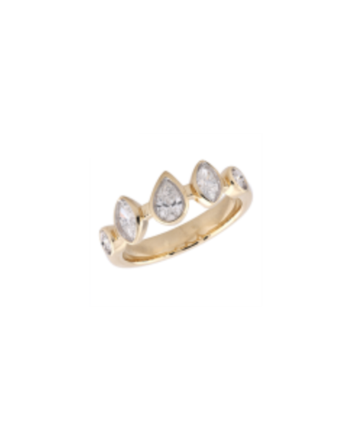 14 KT Yellow Gold Fashion Ring with Various Shaped Diamonds