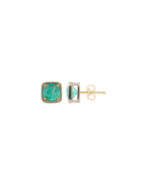 14 KT Yellow Gold Emerald Stud Earrings