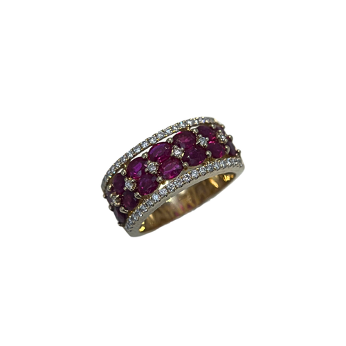 14 Karat Yellow Gold Rudy and Diamond Ring