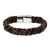 INOX Clasp with Woven Black and Light Brown Leather Bracelet