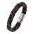 INOX Clasp with Woven Black and Light Brown Leather Bracelet