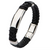 INOX Stainless Steel Black leather Bracelet