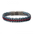 INOX Allegiance Stainless Steel Bracelets with Red Wax Cord binding 2 Blue Antique Brushed Foxtail Links