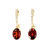 Lady's Yellow 14 Karat Earrings with Garnet and Diamonds