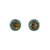 Lady's White 14 Karat Stud Earrings with Round Citrines and Round Diamond Halo