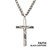 Stainless Steel Crucifix Necklace with Black Sapphire