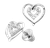 Sterling Silver Earrings Open Heart with White CZ