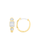 14 KT Yellow Gold Huggie Hoop Earrings with Round and Baguette Diamonds