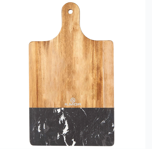 Black Marble and Wood Cutting Board