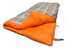 The OLPRO Hush Pattern Single Sleeping Bag zipped slightly open showing the inside colour on a white background.