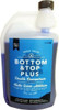 A closeup of the front label of the Bottom and Top Plus - Toilet Fluid and Rinse by OLPRO showing liquid within the bottle.