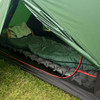 The OLPRO Gecko 350 Mummy sleeping bag in tent.