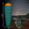 The OLPRO Gecko 350 Mummy sleeping bag measurements open and in bag.