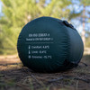 The OLPRO Gecko 350 Mummy sleeping bag infographics in bag.