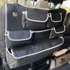 The OLPRO Rear Double Seat Storage Organiser in Grey that is empty and attached to the back of the front campervan seats.
