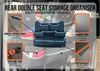 An info graphic depicting the different aspects of the OLPRO Rear Double Seat Storage Organiser.