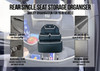 The Rear Single Seat Storage Organiser infographic depicting that the organiser has some quality features.