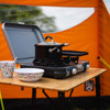 Image of OLPRO Bamboo Folding Camping Table on a white background, fully unfolded.
