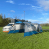 The Cocoon V2 Poled Campervan Awning on a quiet campsite attached to a VolksWagen T5
