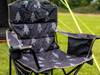 Henwick Patterned Padded Folding Camping Chair Limited Edition by OLPRO, pictured on a campsite showing the features and pattern.