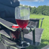 Close up image of the wine glass holder on aHenwick Patterned Padded Folding Camping Chair Limited Edition OLPRO.