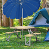 Folding Camping Table and Chairs with Umbrella Hole, Aluminium Frame Outsunny