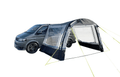 Pershore Breeze® Campervan Canopy in the most basic configuration on a white background attached to grey Volkwagon T5  camper van.