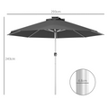 Solar Patio Garden Parasol with Lights - Khaki Outsunny