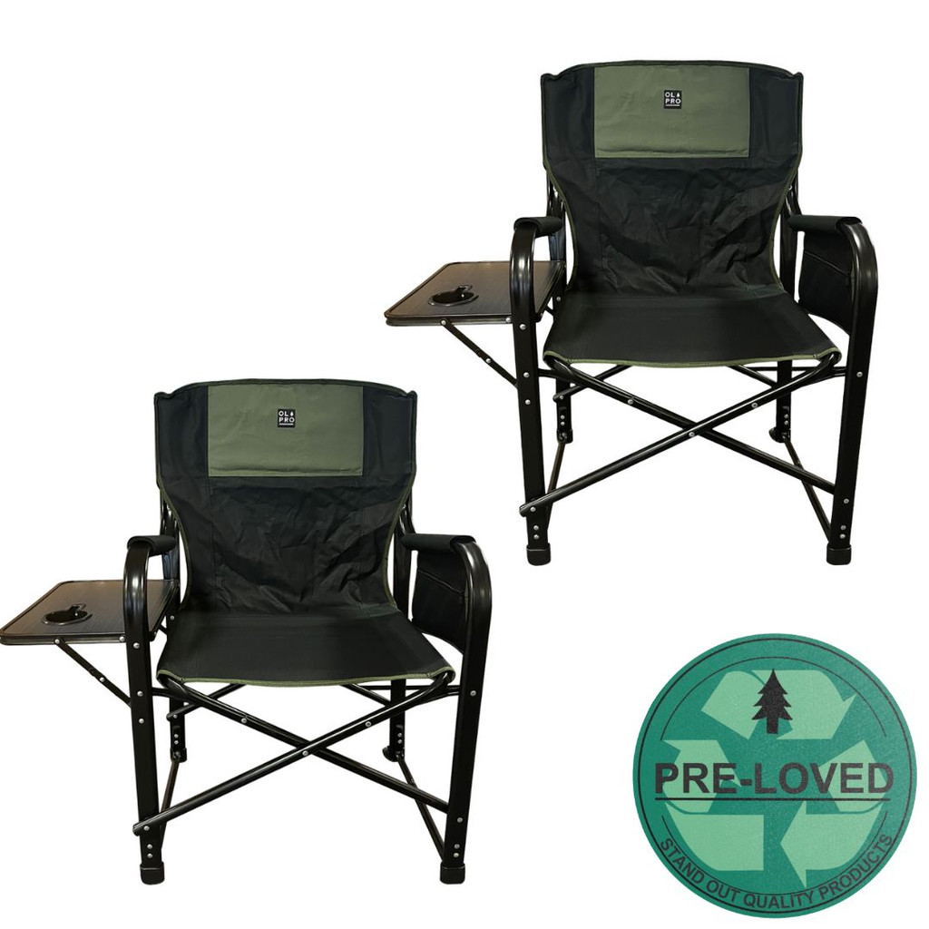 Pre-Loved Pair Of Directors Chair Green & Black | Lightly Used | FU109R
